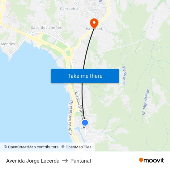 Avenida Jorge Lacerda to Pantanal map