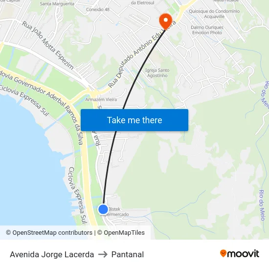 Avenida Jorge Lacerda to Pantanal map