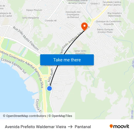 Avenida Prefeito Waldemar Vieira to Pantanal map