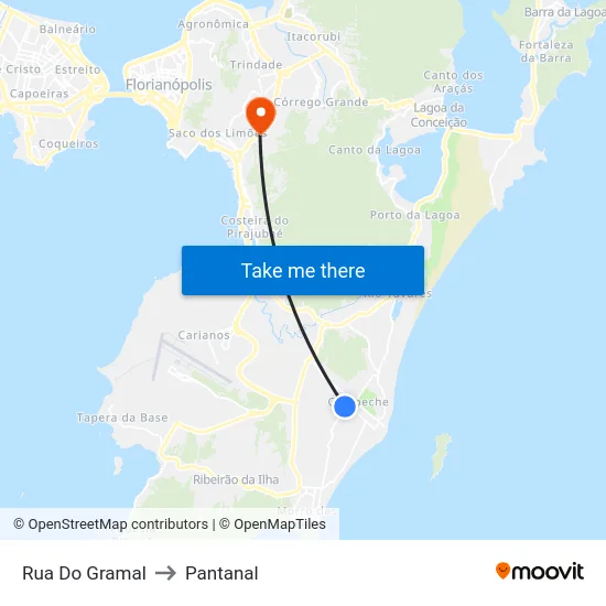 Rua Do Gramal to Pantanal map