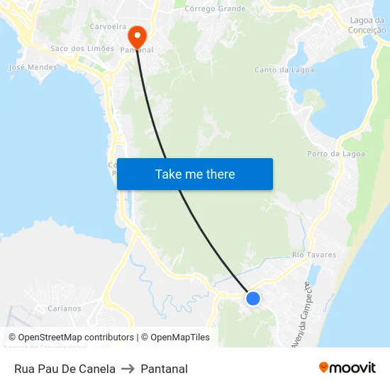 Rua Pau De Canela to Pantanal map