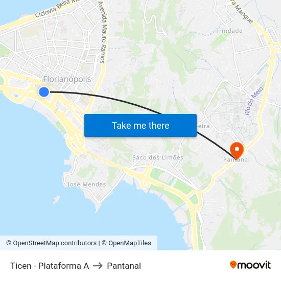 Ticen - Plataforma A to Pantanal map