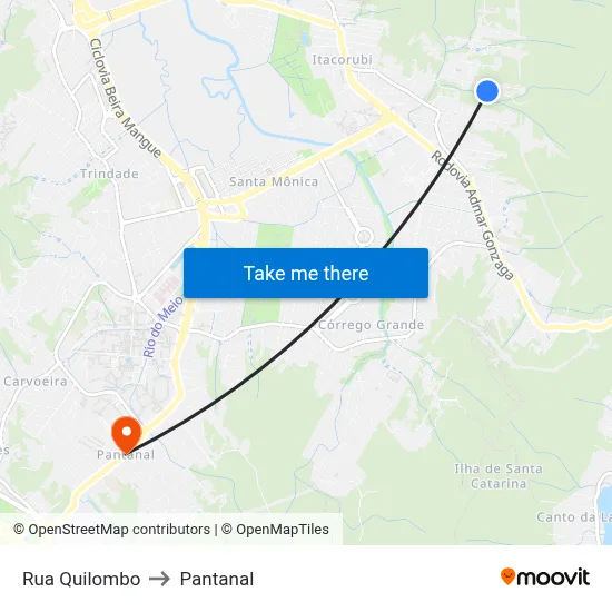 Rua Quilombo to Pantanal map