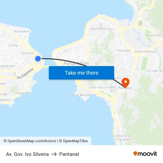 Av. Gov. Ivo Silveira to Pantanal map