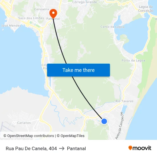 Rua Pau De Canela, 404 to Pantanal map