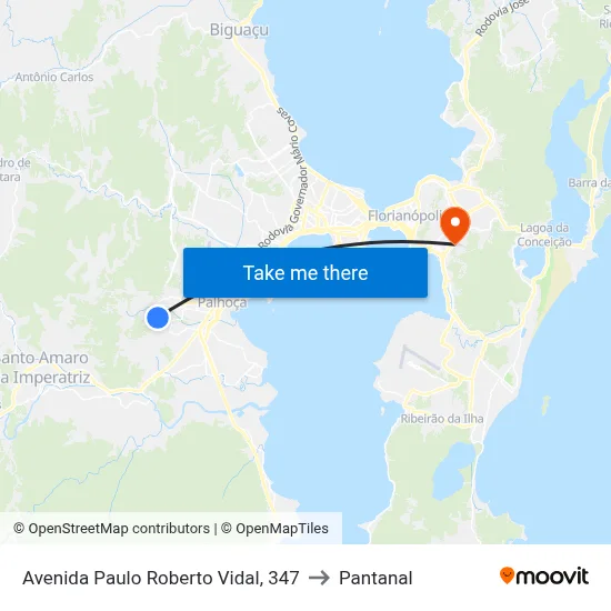 Avenida Paulo Roberto Vidal, 347 to Pantanal map