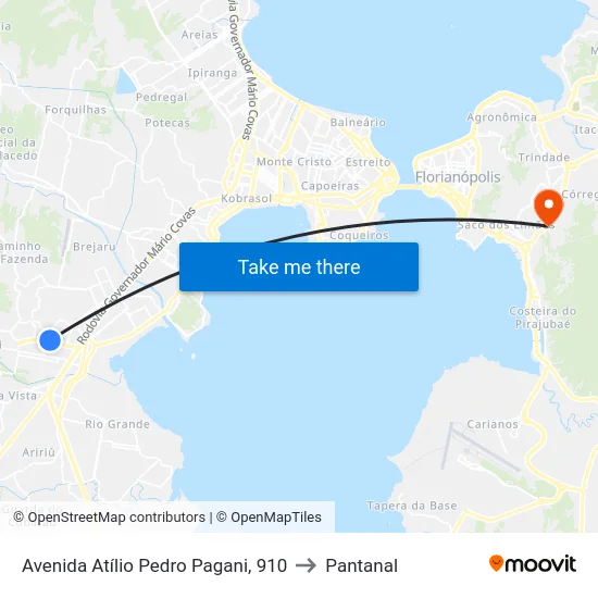 Avenida Atílio Pedro Pagani, 910 to Pantanal map