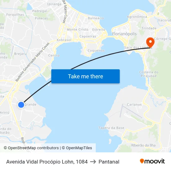 Avenida Vidal Procópio Lohn, 1084 to Pantanal map