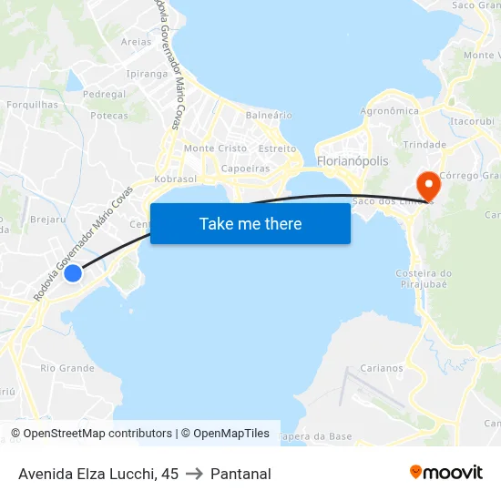 Avenida Elza Lucchi, 45 to Pantanal map