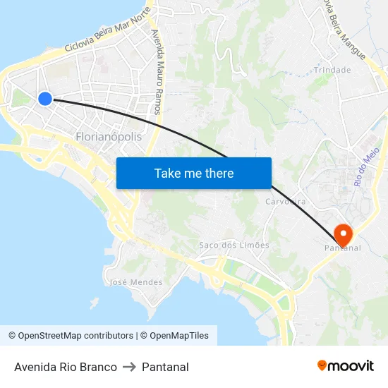 Avenida Rio Branco to Pantanal map