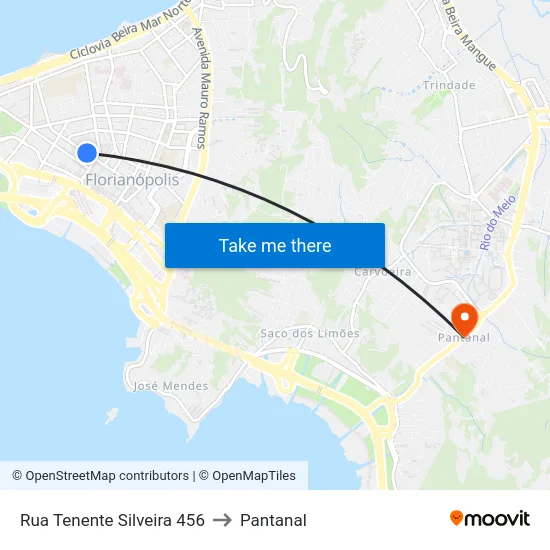 Rua Tenente Silveira 456 to Pantanal map