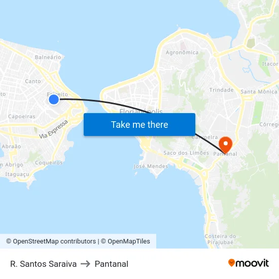 R. Santos Saraiva to Pantanal map