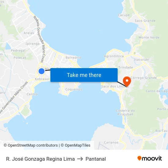 R. José Gonzaga Regina Lima to Pantanal map