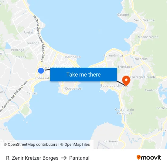 R. Zenir Kretzer Borges to Pantanal map