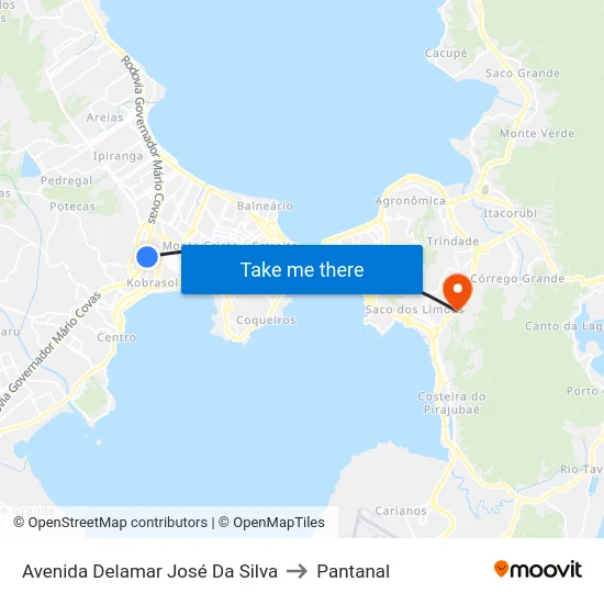 Avenida Delamar José Da Silva to Pantanal map