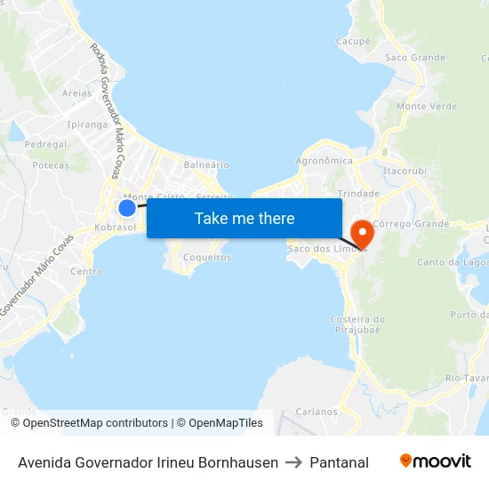 Avenida Governador Irineu Bornhausen to Pantanal map