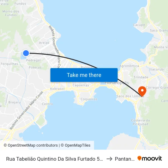 Rua Tabelião Quintino Da Silva Furtado 526 to Pantanal map