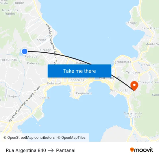 Rua Argentina 840 to Pantanal map