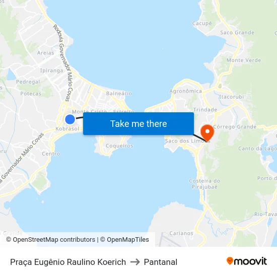 Praça Eugênio Raulino Koerich to Pantanal map