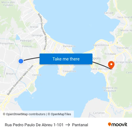 Rua Pedro Paulo De Abreu  1-101 to Pantanal map
