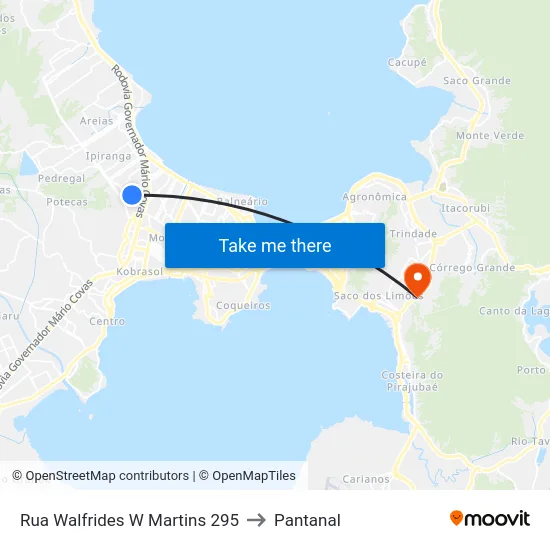 Rua Walfrides W Martins 295 to Pantanal map