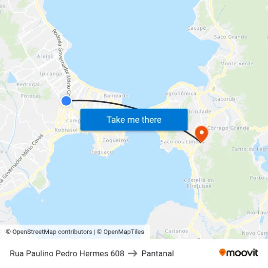 Rua Paulino Pedro Hermes 608 to Pantanal map