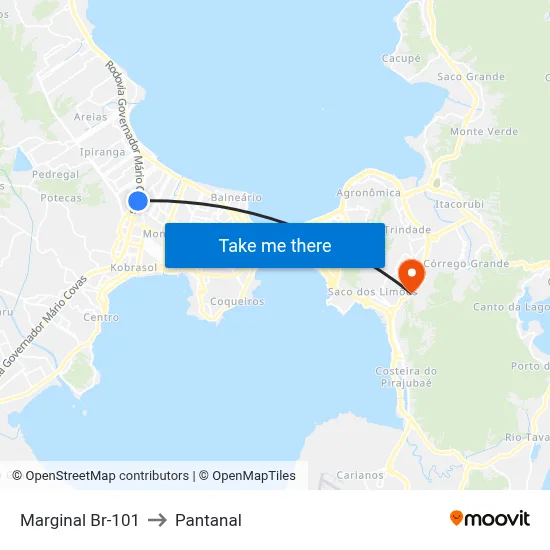 Marginal Br-101 to Pantanal map
