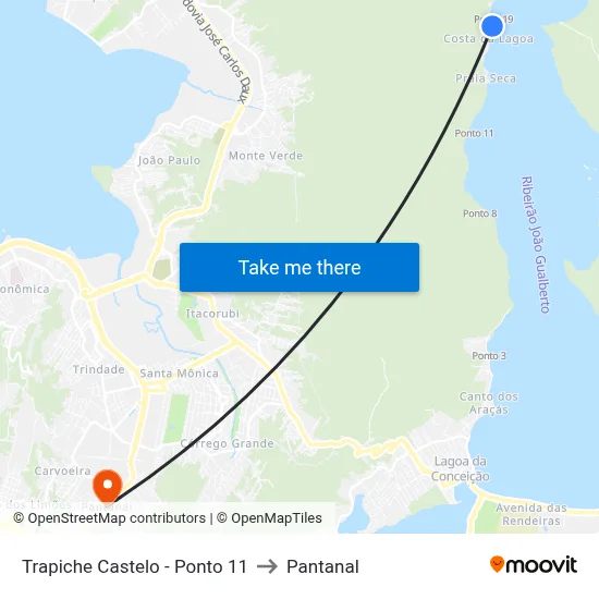 Trapiche Castelo - Ponto 11 to Pantanal map