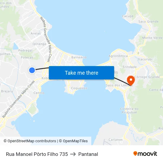 Rua Manoel Pôrto Filho 735 to Pantanal map