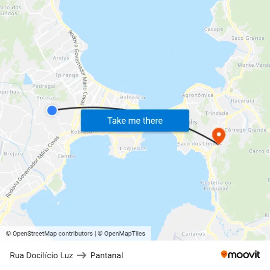 Rua Docilício Luz to Pantanal map