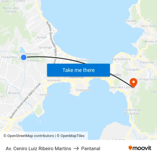 Av. Ceniro Luiz Ribeiro Martins to Pantanal map