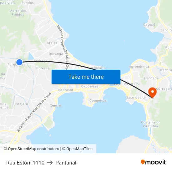Rua Estoril,1110 to Pantanal map