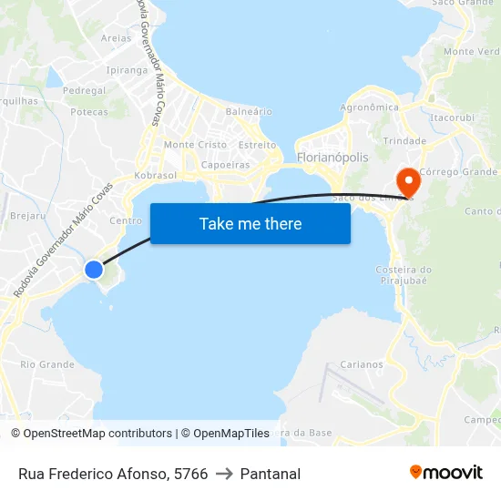 Rua Frederico Afonso, 5766 to Pantanal map