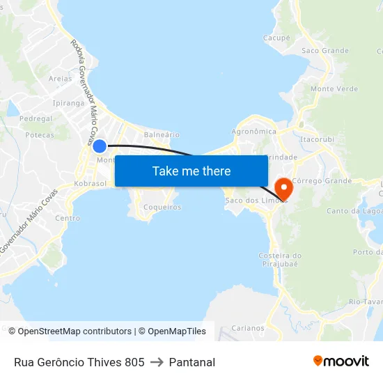 Rua Gerôncio Thives 805 to Pantanal map