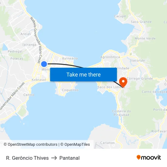 R. Gerôncio Thives to Pantanal map