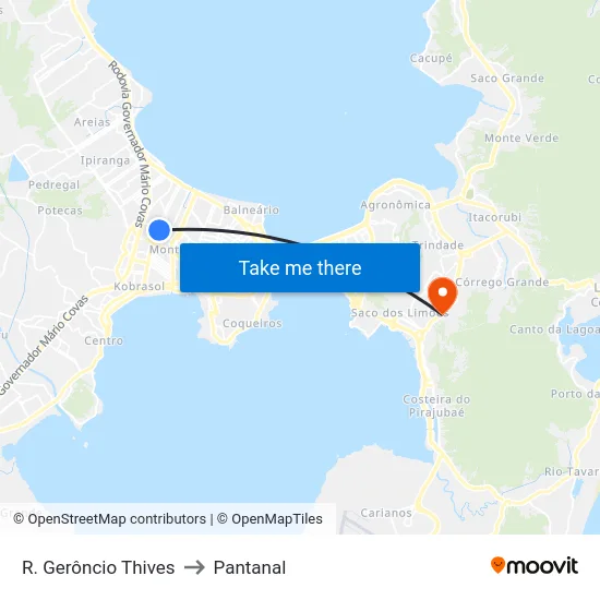 R. Gerôncio Thives to Pantanal map
