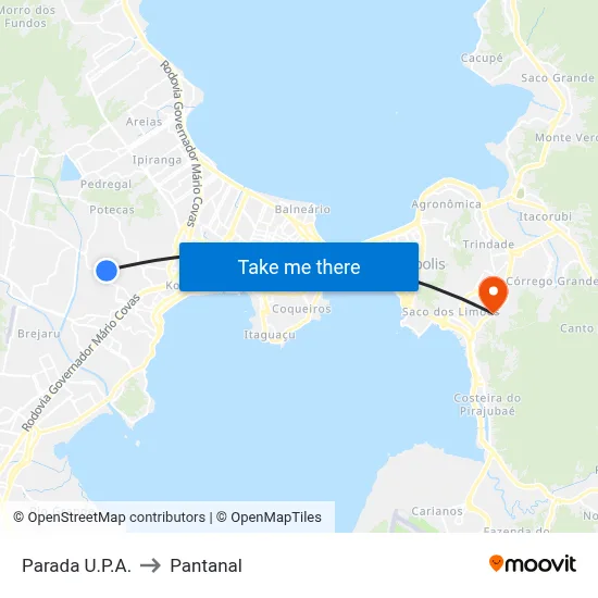 Parada U.P.A. to Pantanal map
