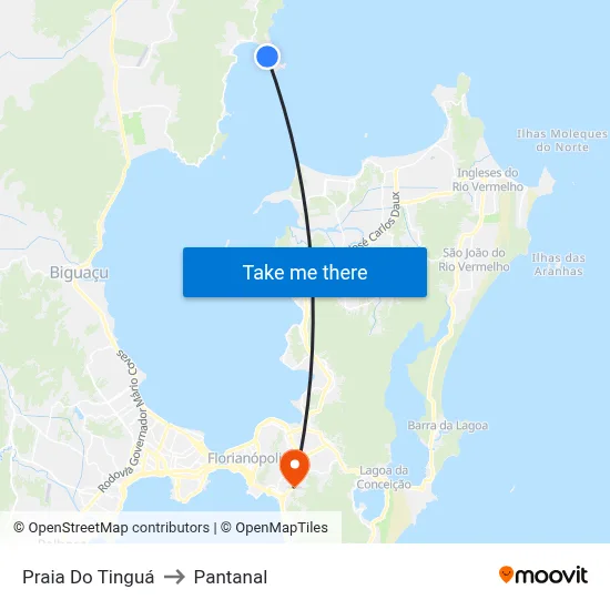 Praia Do Tinguá to Pantanal map