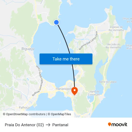 Praia Do Antenor (02) to Pantanal map