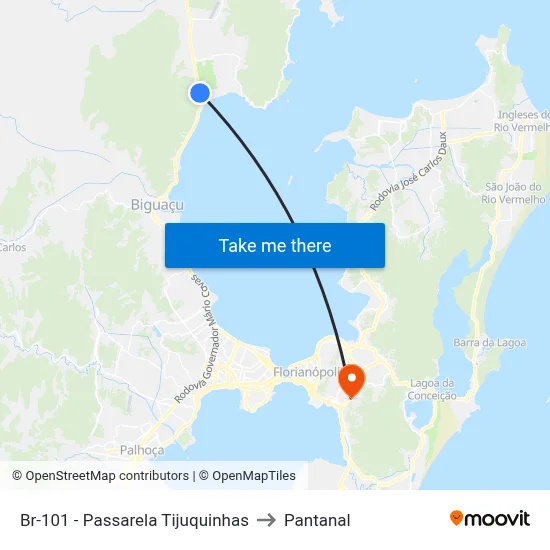 Br-101 - Passarela Tijuquinhas to Pantanal map