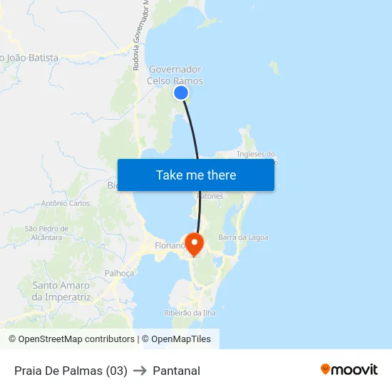 Praia De Palmas (03) to Pantanal map
