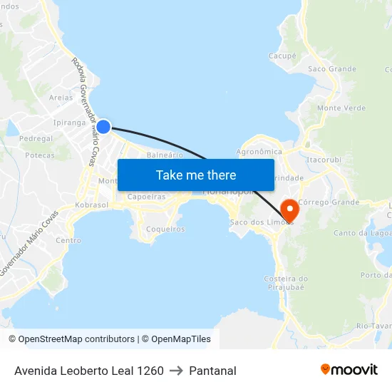 Avenida Leoberto Leal 1260 to Pantanal map