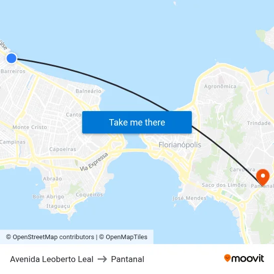 Avenida Leoberto Leal to Pantanal map