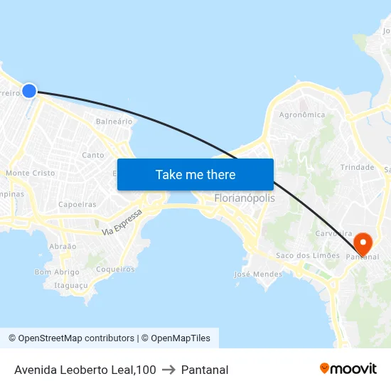Avenida Leoberto Leal,100 to Pantanal map