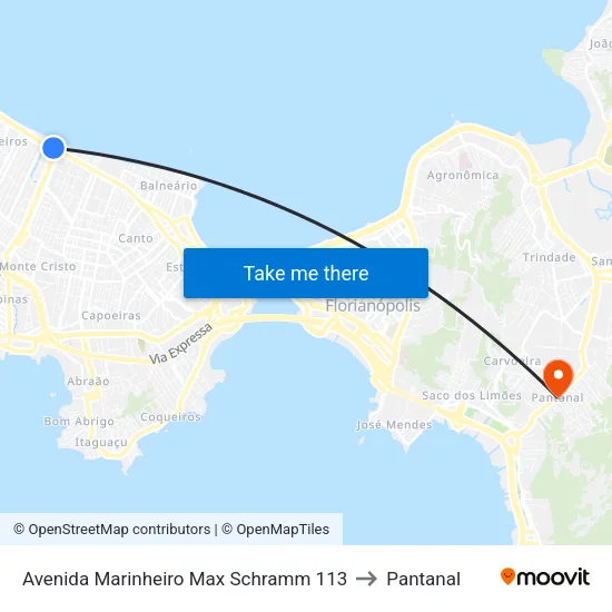 Avenida Marinheiro Max Schramm 113 to Pantanal map