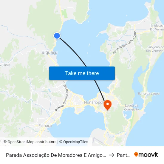 Parada Associação De Moradores E Amigos De São Miguel to Pantanal map