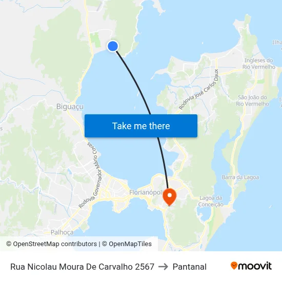 Rua Nicolau Moura De Carvalho 2567 to Pantanal map