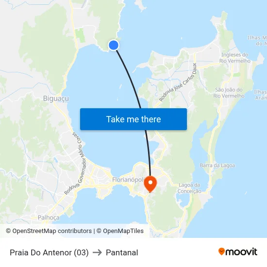 Praia Do Antenor (03) to Pantanal map