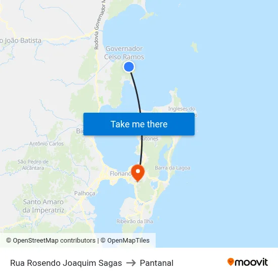 Rua Rosendo Joaquim Sagas to Pantanal map