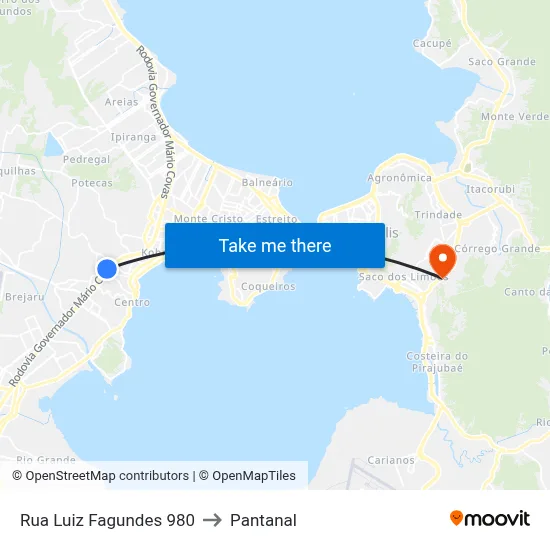 Rua Luiz Fagundes 980 to Pantanal map